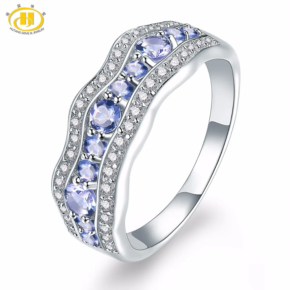 

Hutang Gemstone Jewelry Natural Tanzanite Solid 925 Sterling Silver Ring Engagement Fine Jewelry For women Birthday Gift