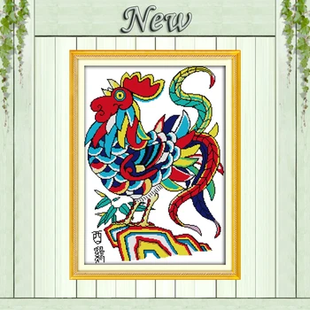 

The crow of the rooster decor painting counted print on canvas DMC 11CT14CT Chinese Cross Stitch kits needlework Sets embroidery