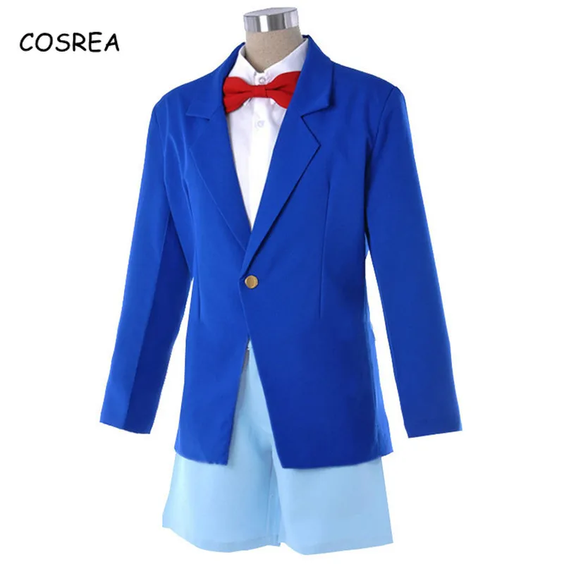 

Anime Detective Conan Cosplay Kudou Shinichi Jimmy Kudo Mouri Ran Rachel Moore Blue School Uniform Suit Halloween Party Wear