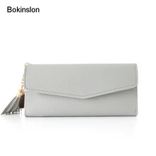 Bokinslon, длинный женский кошелек из искусственной кожи, простой женский кошелек, простой многофункциональный женский модный кошелек