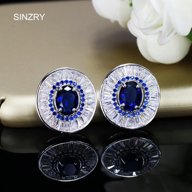 SINZRY ювелирные изделия прозрачный белый прямоугольник кубического циркония микро проложили овальные блестящие серьги-гвоздики для невесты модные ювелирные изделия