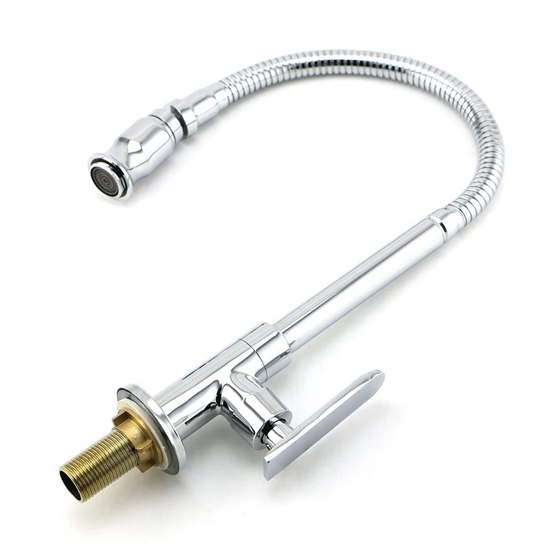 Robinets d'évier cuisine simple poignée Chrome bassin pivotant bec