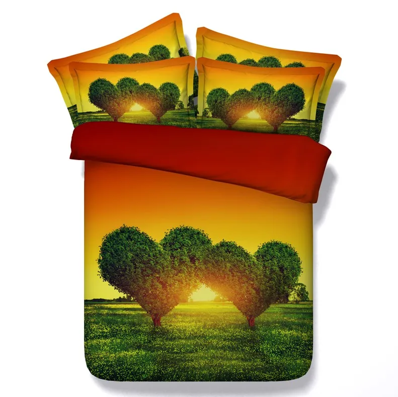 

3D Love Tree Bedding sets quilt duvet cover set bed in a bag sheets bedspread linen Cal King Queen size full double twin 4pcs