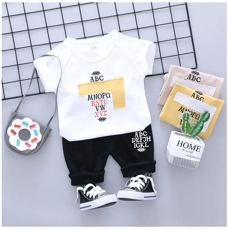 

2019 Summer Baby Boys Clothing Sets Kids Children Clothes Suits Letter T Shirt Shorts Infant Toddler Casual Suit