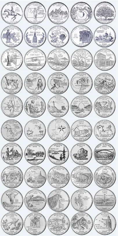 

US Set 56pcs United States 25 Cents Quarter Coins America 56 states 100% real and Original Coins for Collection UNC New