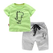 Летние хлопковые комплекты из 2 предметов для маленьких мальчиков Комплекты одежды для детей комплекты для детей футболки+ шорты для детей от 1 до 8 лет