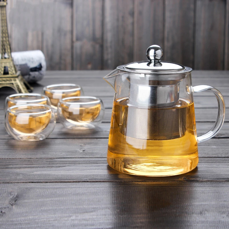 

Heatproof Glass Carafe with Lid and Stainless Strainer Hot or Iced Water Pitcher Fruit Flower Tea Water Bottle 950ml SH46-14