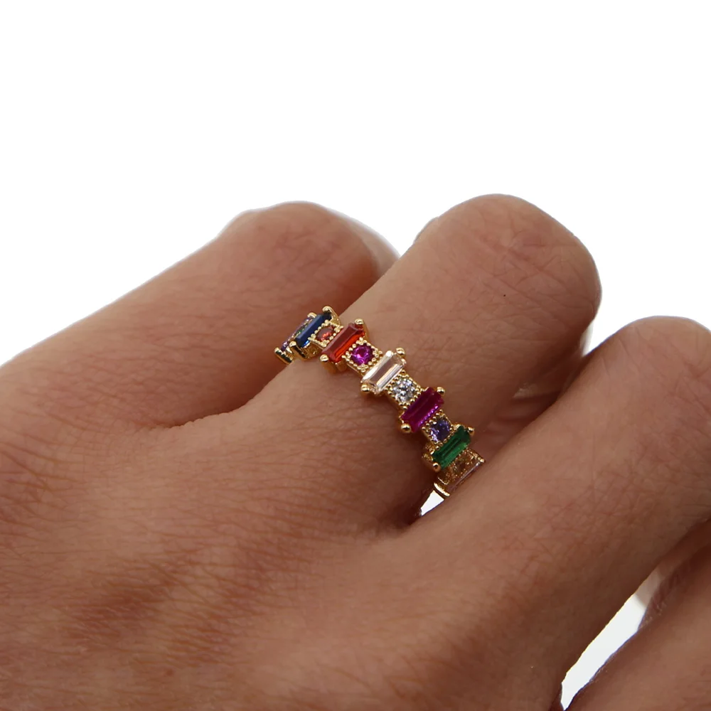 Gold Color Plating Simple Boho Rings Women lady finger jewelry Zircon bohemian Engagement Rings