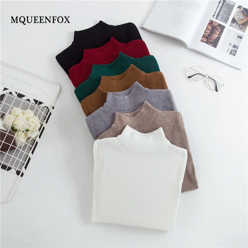 Autumn Winter Pullover and Sweater 2021 Basic Women Knitted sweater Warm Long Sleeves Solid Turtleneck Femme Jumper | Женская одежда