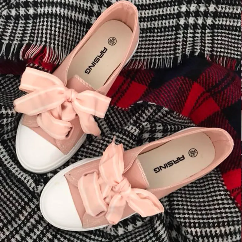 

Women Vulcanized Shoes 2019 Fashion Solid Color Women Canvas Shoes Lace-up Casual White Ladies Shoes Woman Sneakers