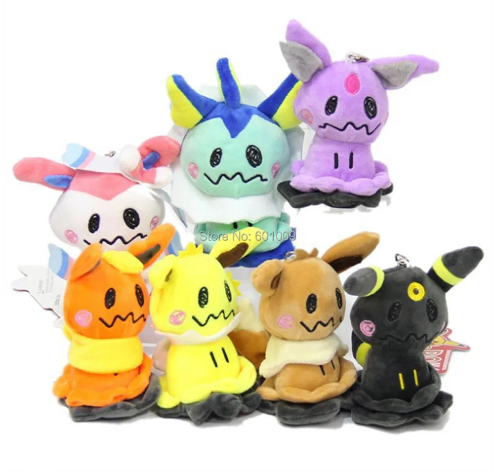 10/лот 7 видов стилей Sylveon Eevee Umbreon Flareon vaporion Jolteon Espeon Косплей Mimikyu 4 &quotбрелок плюшевая