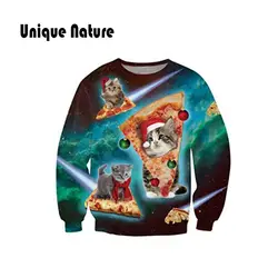 Уникальная природа мужские топы 3d Пицца Кошка толстовки пуловер с длинными рукавами круглым вырезом и пиджаки Забавный Животные уличная