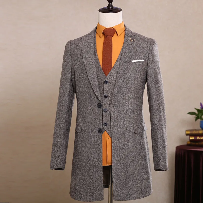 RUELK Mens Wedding Suit 2019 Autumn Winter  Slim Fit Man Business Suit Fashion Printed 3 Piece Groomsmen Suits Tuxedo Jacket 