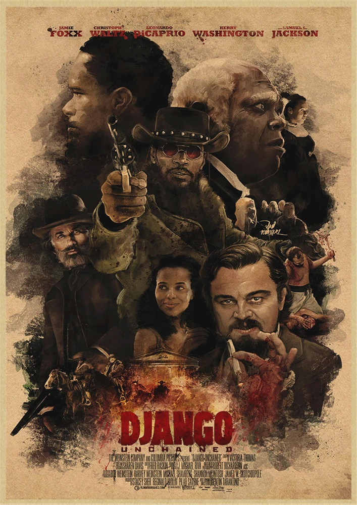 Классический фильм Django Unchained Квентин Тарантино Ретро плакат крафт-бумага кафе домашний декор стен Живопись - Цвет: Шоколад