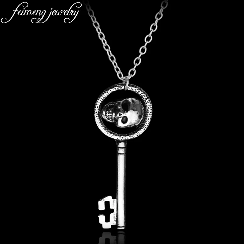 

feimeng jewelry Once Upon a Time Necklace One of The Evil Queen's Skeleton Skull Key Pendant Necklace Women Fashion Accessories