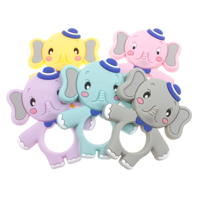 Silicone Baby Teether Elephant 5pcs Bpa Free Infant Pendant Necklace Food Grade Jewelry Teething Chew Toy Pacifier Clip Animal | Мать и