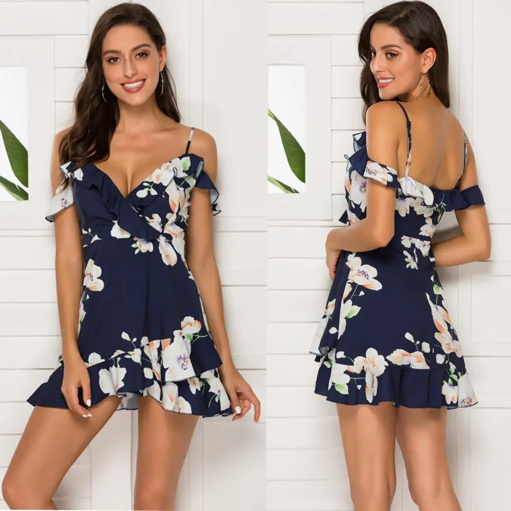 

2019 Rushed Sale Polyester A-line Print Sleeveless Maxi Vadim A Dress With Shoulder Flounces That Tuck In The Waist