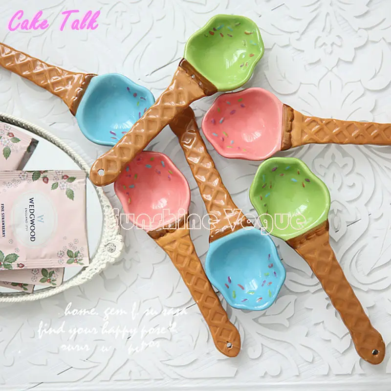 Ceramic ice cream spoon waffle dessert spoon 1 piece 15cm creative