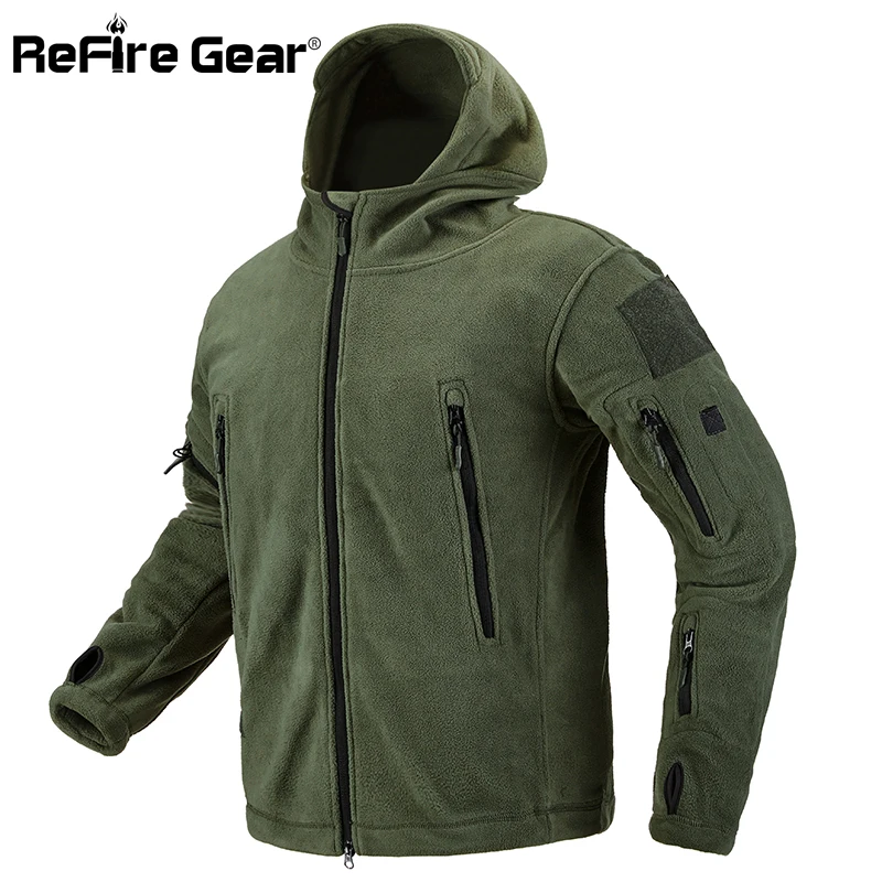 ReFire Gear зимняя тактическая флисовая куртка с капюшоном Мужская теплая утепленная