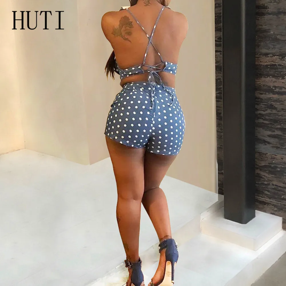 HUTI Summer High Quality Sexy Women Backless Skinny Jumpsuits Bot Sleeveless Hollow Out Bosycon Bandage Ruffles Playsuits HUTI Summer High Quality Sexy Women Backless Skinny Jumpsuits Bot Sleeveless Hollow Out Bosycon Bandage Ruffles Playsuits