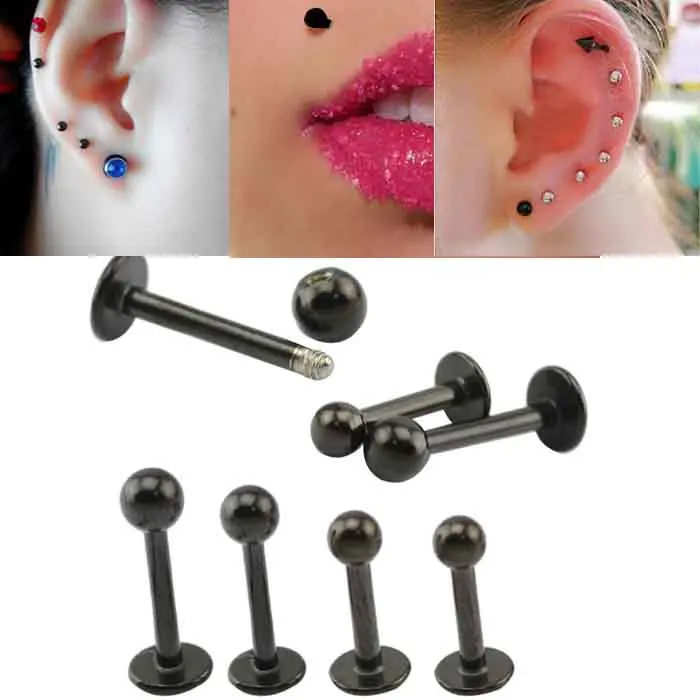 100pcs/lot 316L Labret ring with ball,lip body piercing Jewelry