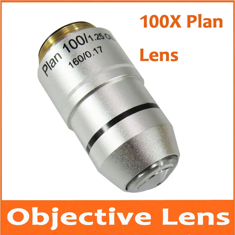 

5pcs 100X L=195 Plan Achromatic Biological Microscope 100 Times Objective Lens Biomicroscopy Accessories for Lab Science