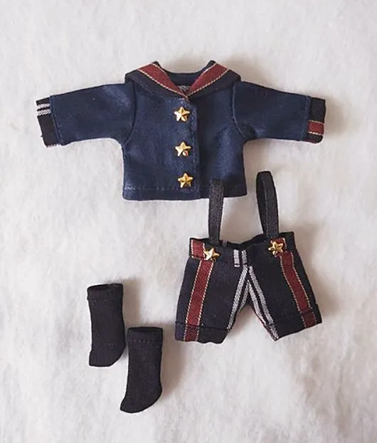 3 шт./компл. OB11 в полоску военно-морская форма комплект глубокий цвет Топы+ подтяжки брюки носки для девочек Obitsu11 1/12 BJD куклы одежда куклы