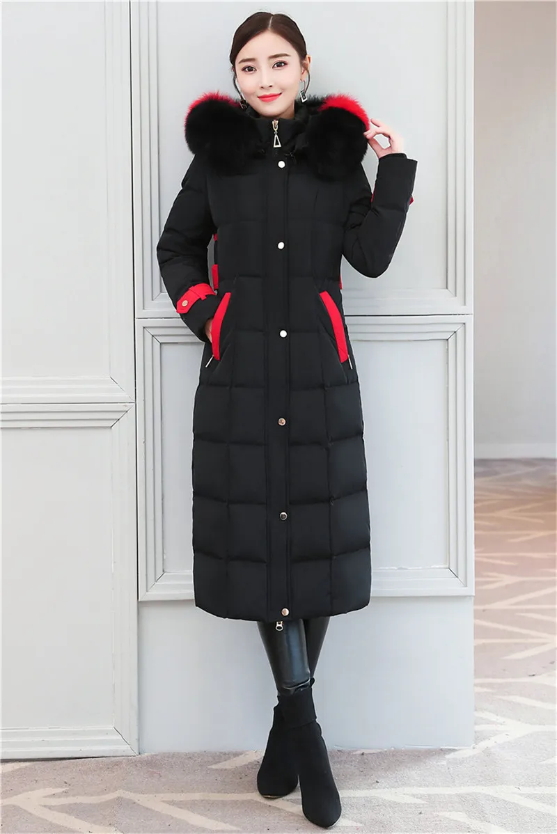 Sale New Winter down jacket women Lengthen parka Fox big fur collar Hooded coat female Plus size Thicken high quality down coats 2199 5