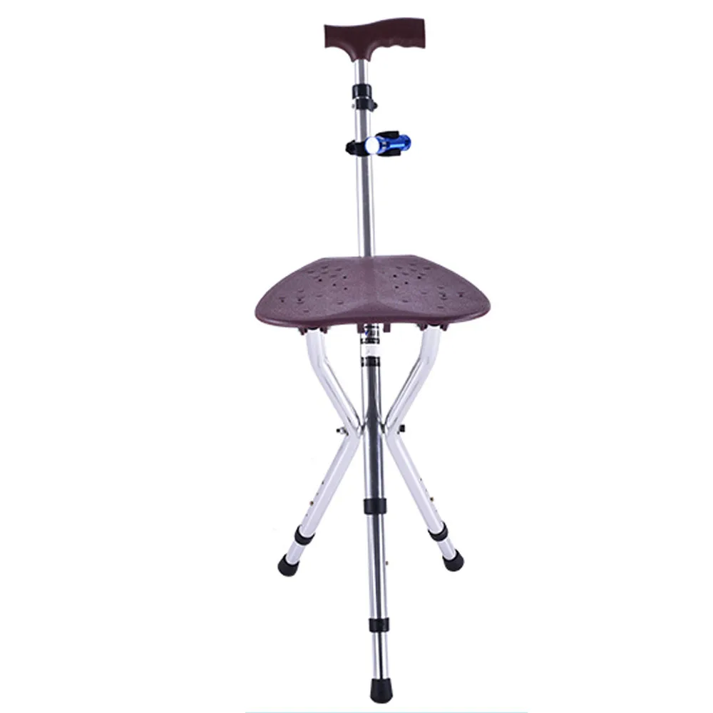 

Folding Cane Seat Thick Aluminum Alloy Cane Stool Crutch Chair Seat 3 Legs Cane Seats Highly Adjustable Hiking Walking Stick