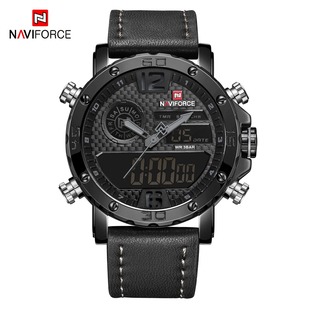 NAVIFORCE Роскошные Брендовые мужские армейские электронные часы водонепроницаемые