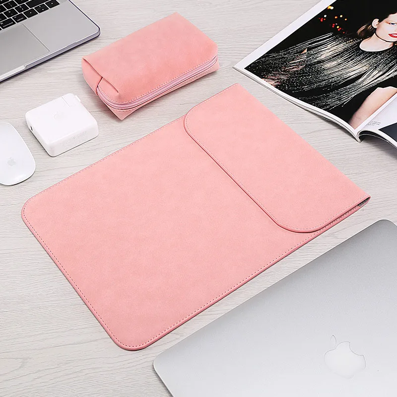 Чехол для ноутбука с магнитной пряжкой для Macbook Air Pro 11 12 13,3 15,6 Asus Dell hp notebook Sleeve 13,3 15 водонепроницаемый матовый чехол - Цвет: Pink