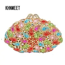 Мульти с разноцветными стразами класса люкс сумка со стразами Для женщин свадебные слезы Форма вечерняя сумка клатч кошелек с ремешком sc500