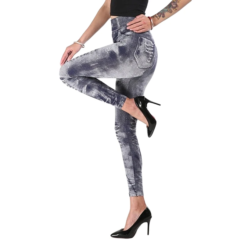 

2019 Women New Fashion Classic Stretchy Slim Leggings Sexy Imitation Jean Skinny Jeggings Skinny Pants Big Size Bottoms Hot Sale