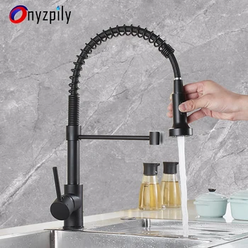 

New hot-selling black kitchen cold and hot water faucet European-style pull faucet