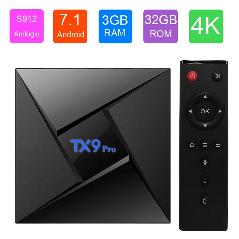 

3GB 32GB Android Tv Box TX9 Pro Amlogic S912 Android 7.1 Smart Tv Octa Core 2.4G&5.8G WiFi Bluetooth 4.1 4K 1000M Media Player