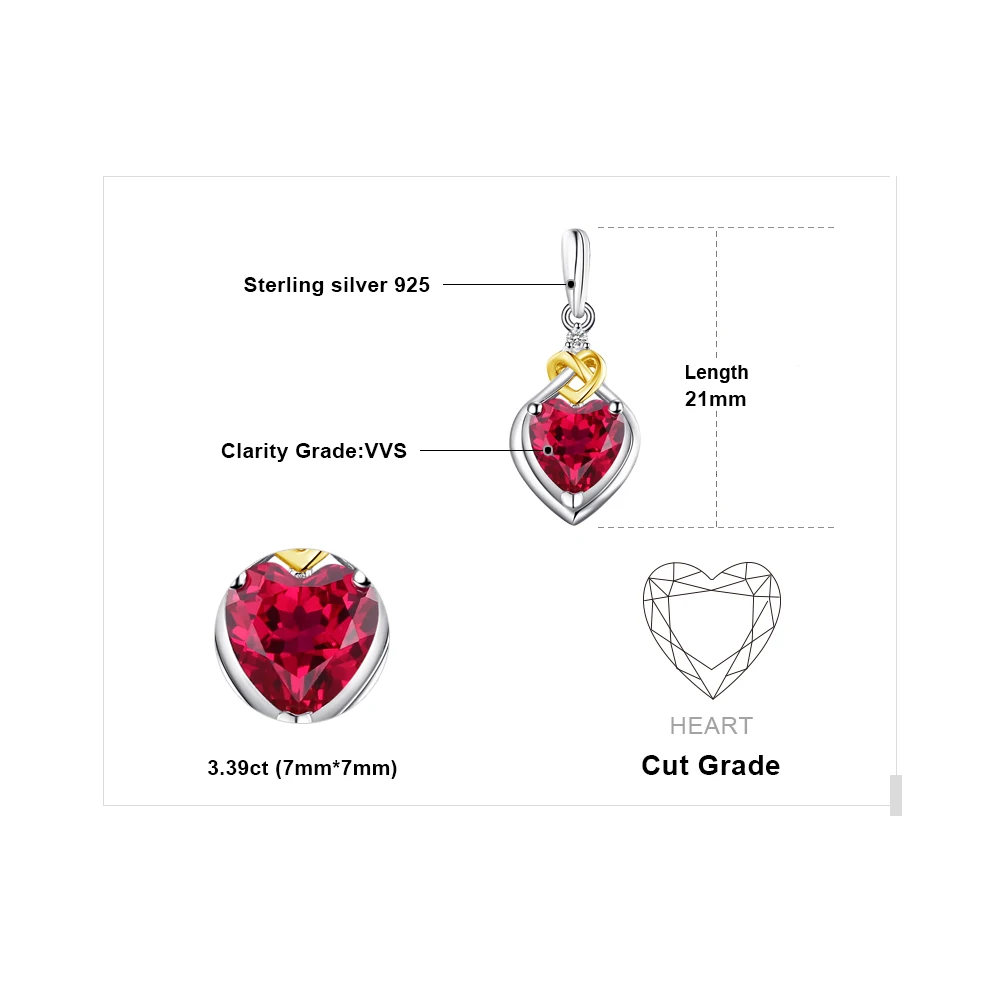 JewelryPalace Любовь Узел Сердце 3.4ct Создания Красный Рубин Годовщина Падения Мотаться