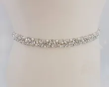 

MissRDress Handmade Wedding Belt Silver Crystal Bridal Sash Rhinestones Pearls Bridal Belt For Wedding Dresses JK927