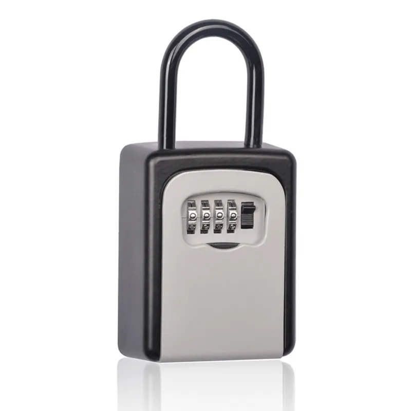 Outdoor Key Safe Box Keys Storage Box Padlock Use Four Password Lock Alloy Material Keys Hook Security Organizer Boxes