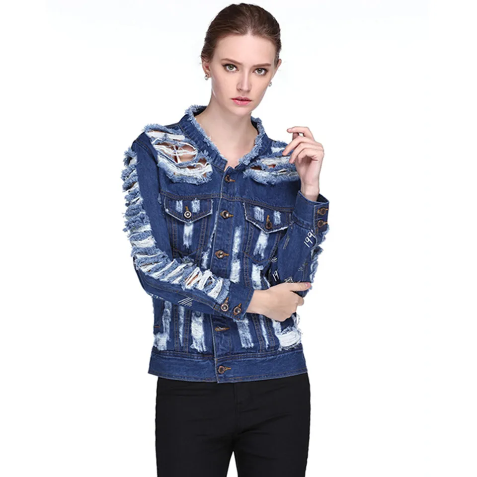 Loose Denim Jacket For Women New Arrivals Fashion Boyfriend Denim Jacket Women Long Sleeves Loose