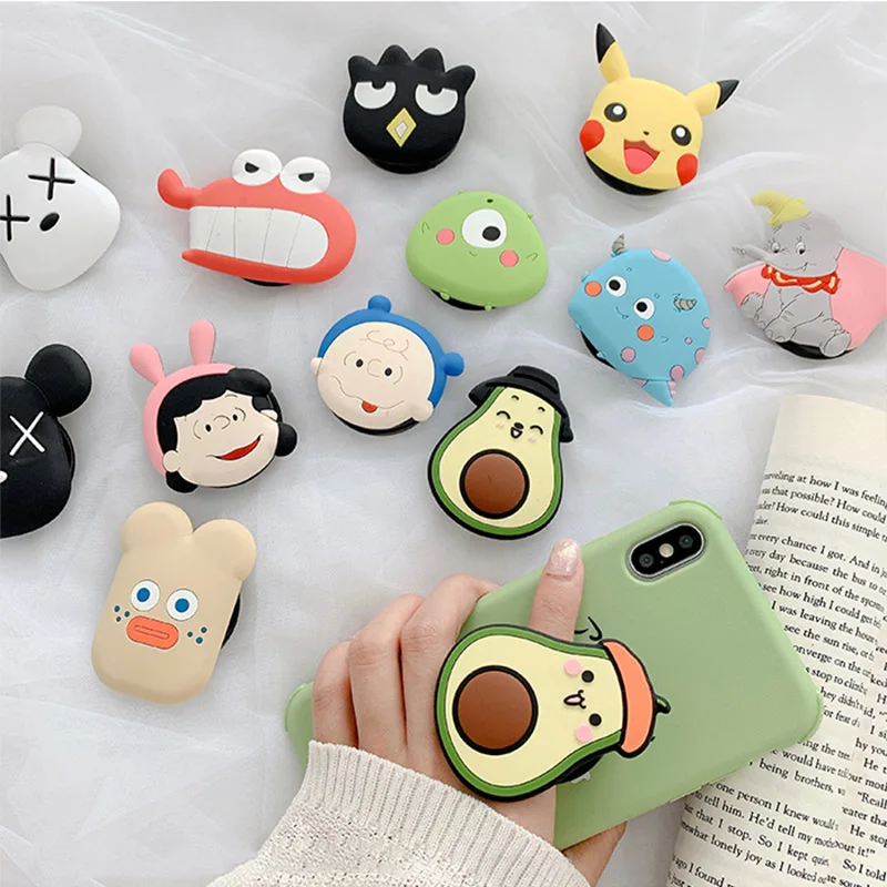 Cute Cartoon Folding stand For Mobile phone Holder for iPhone X 8 7 6 Plus IPAD for Samsung For Huawei Phone Case Grip Kichstand