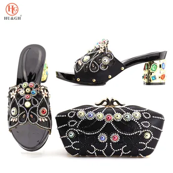 

2020 Black New Design Italian Shoes with Matching Bag Fashion Italy Shoes and Bag to Match African Women Party Shoes and bag