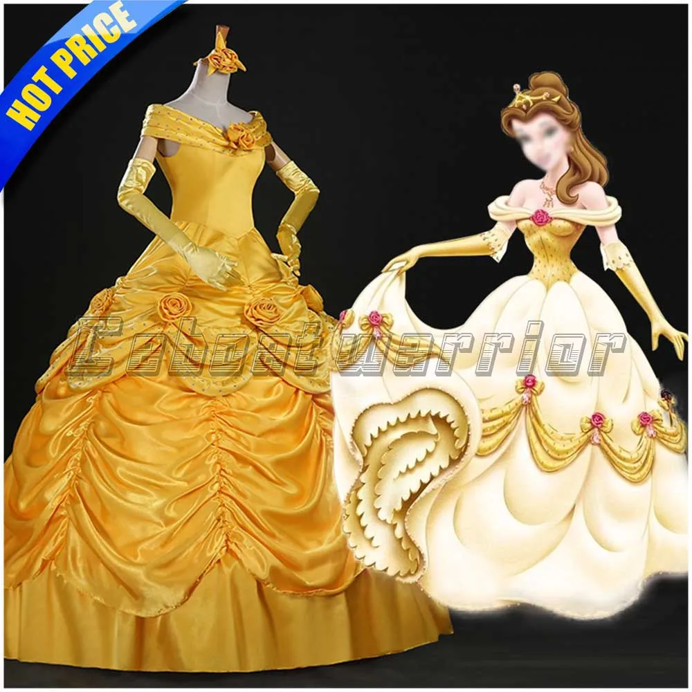 

Custom Made Beauty And The Beast Belle Princess Cosplay adult yellow dress Custom made