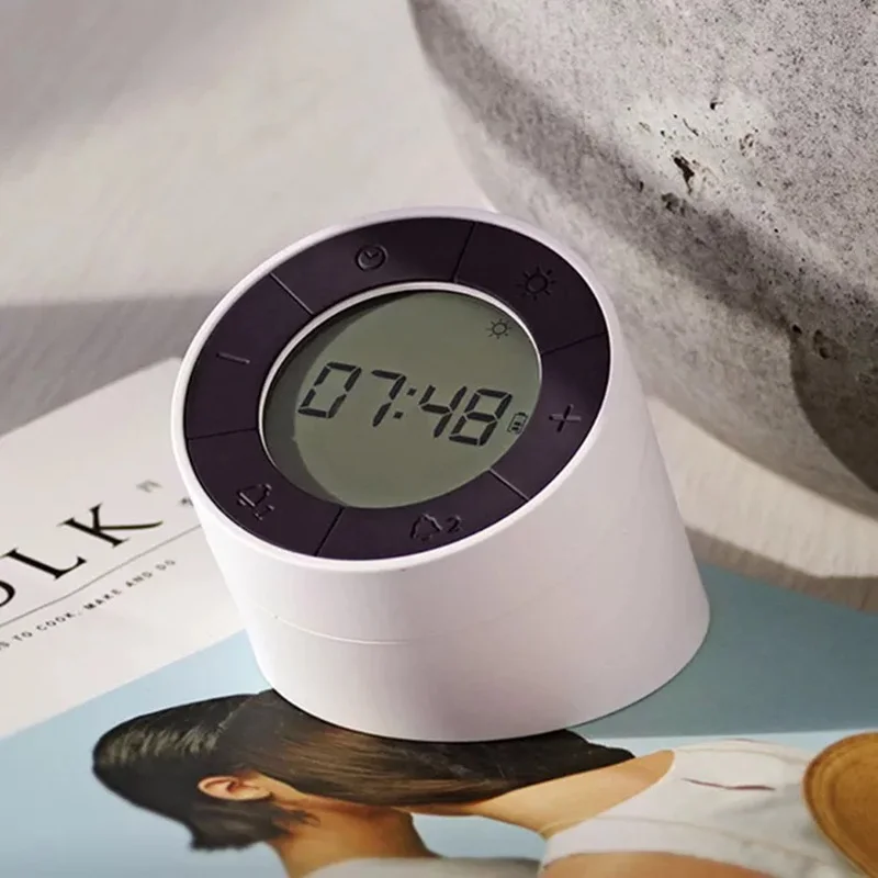 

USB charging multi-function flip LED night light creative with alarm clock function digital clock macaron mini table lamp