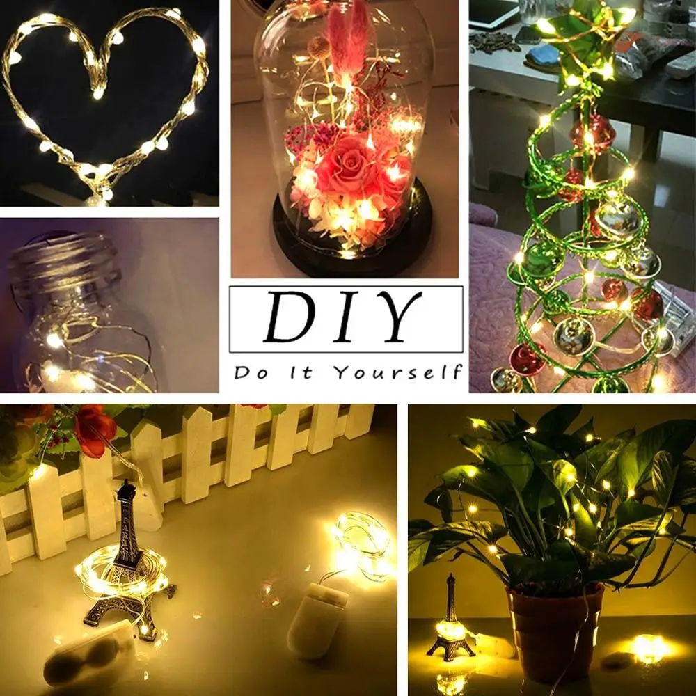 20pcs/lot 2M 3M Holiday fairy Light garland Powered by CR2032 battery Led string light decorative for christmas wedding indoor