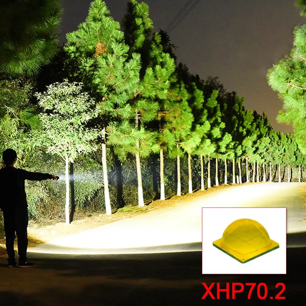 90000 Lumens XHP70.2 Most Powerful Flashlight Brightest LED Lumen 20 000 Police Worlds 100000 Start Fires lm 9000 Bright Spotlight Spotlights High Highpower Super Torchlight