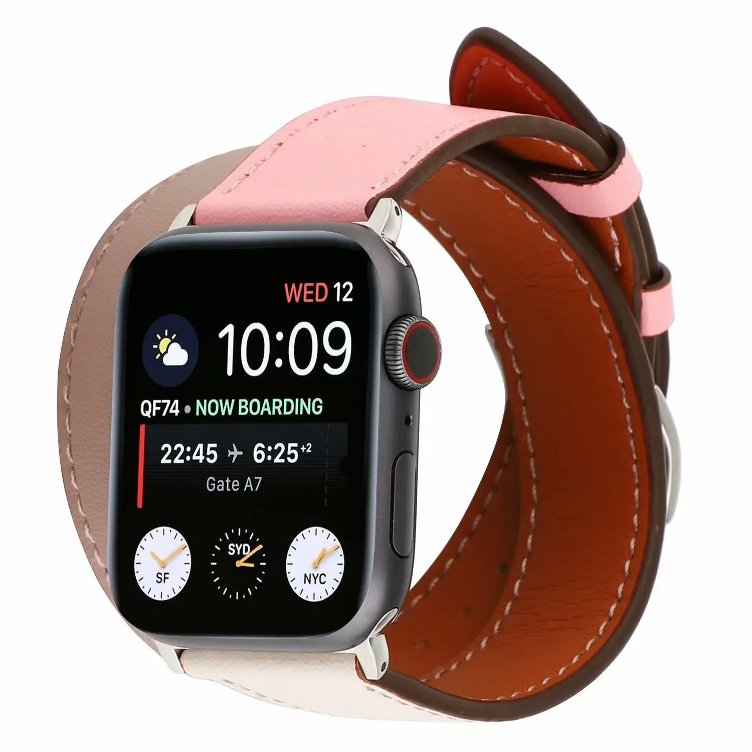 

Double Tour Band for Apple Watch Series 4 3 2 1 Leather Belt for iWatch Strap 42mm 38mm 40mm 44mm Watchband Replacement