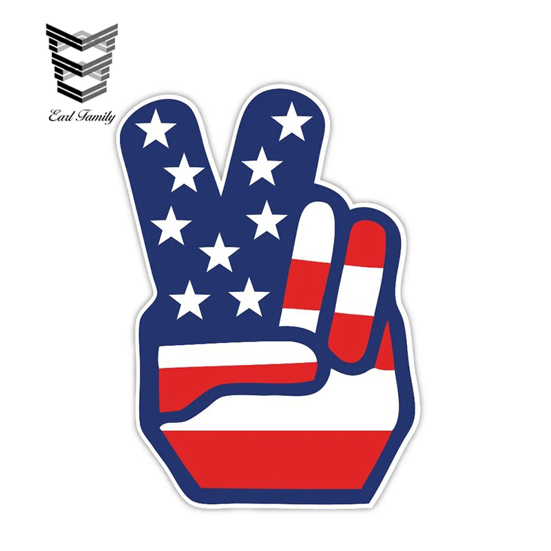 EARLFAMILY 13 см X 9 5 США знак мира американский флаг символ наклейка автомобиль