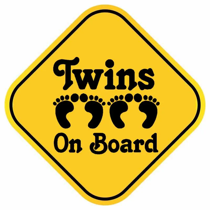 YJZT 16 см * наклейка на автомобиль с надписью TWINS ON BOARD милыми следами