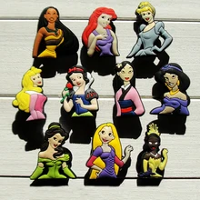 Смешанная модель 20 шт Принцесса Белоснежка ПВХ обувь подвески, обувь пряжки аксессуары подходят браслеты Croc jibz, подарки для детей