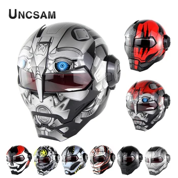 

A-2020 New Personality Motorcycle Robot Helmet Iron Man Transformers Face-Up Helmet ABS Material